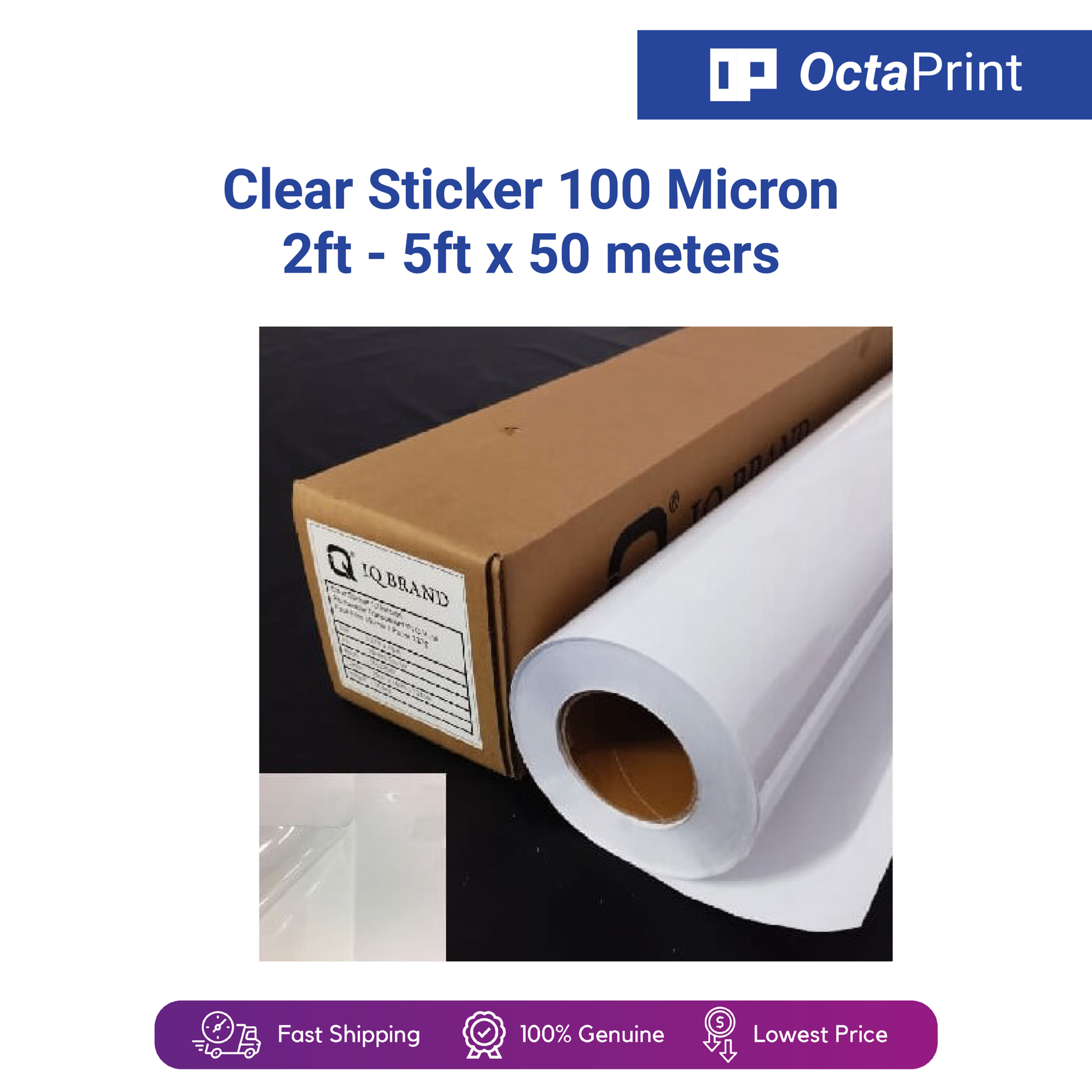 IQ Clear Sticker 100 Micron 50m Rolls