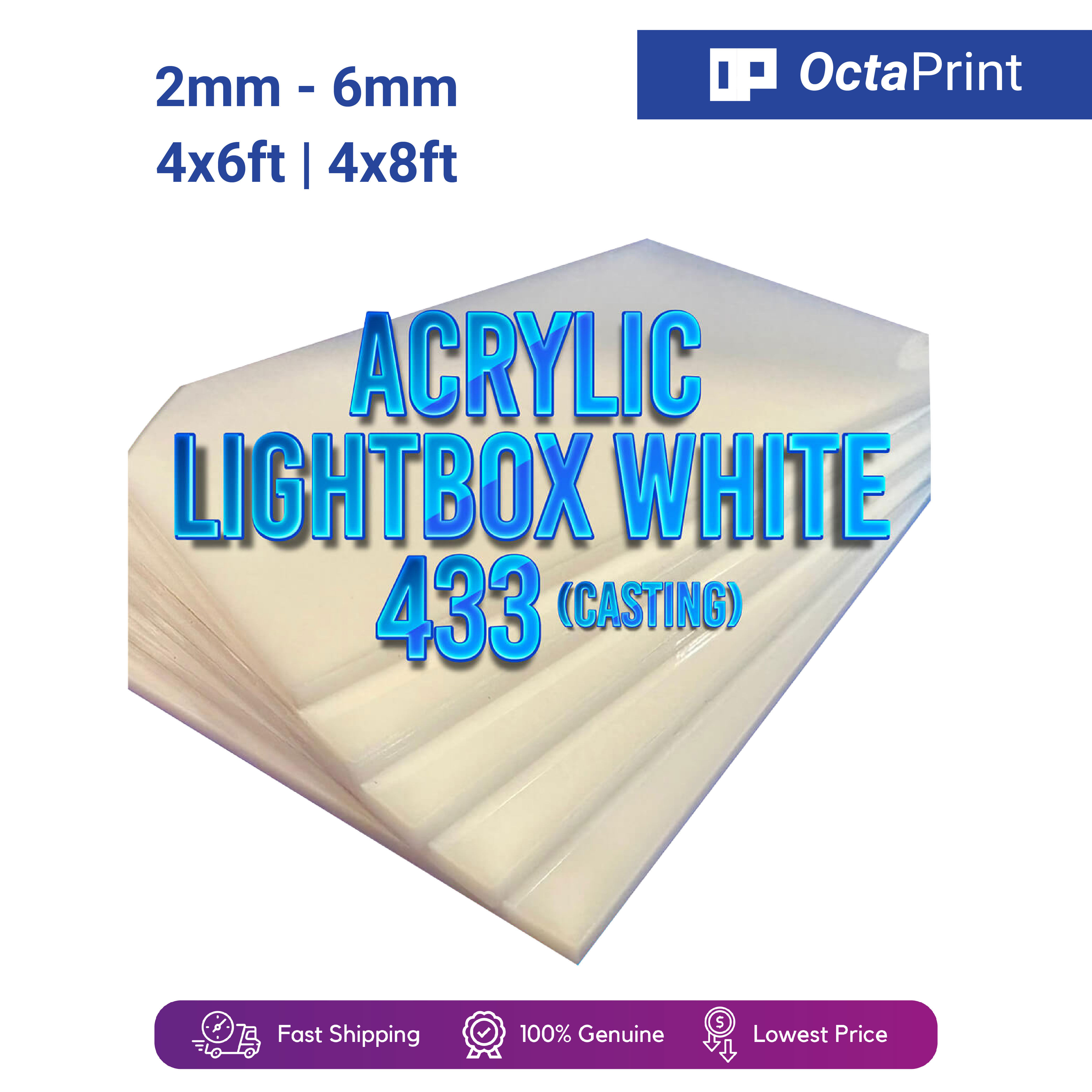 Acrylic Lightbox White 433 (Casting) Sheet 2mm -6mm
