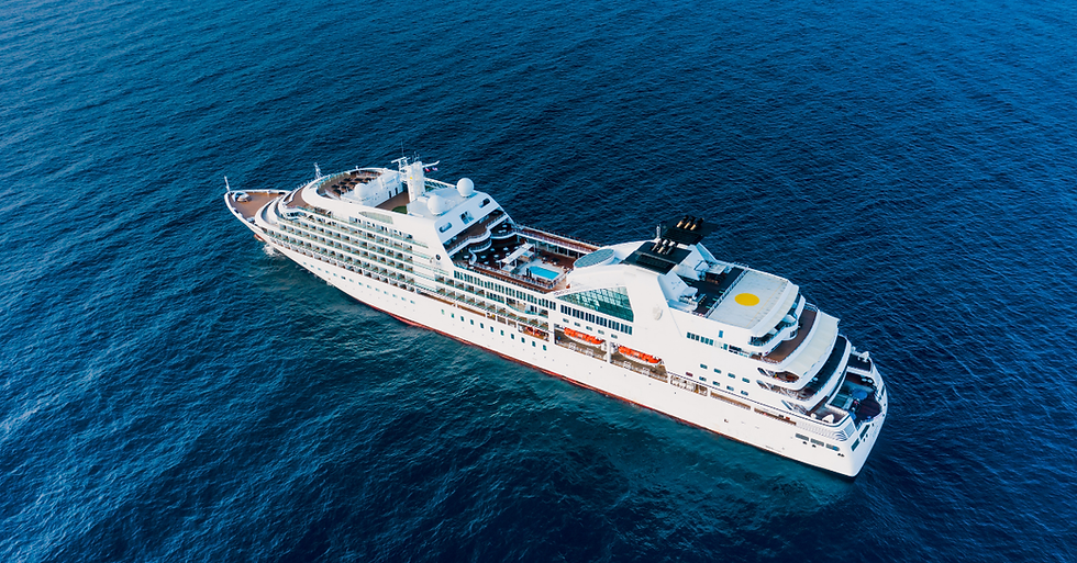 small cruise ship at sea