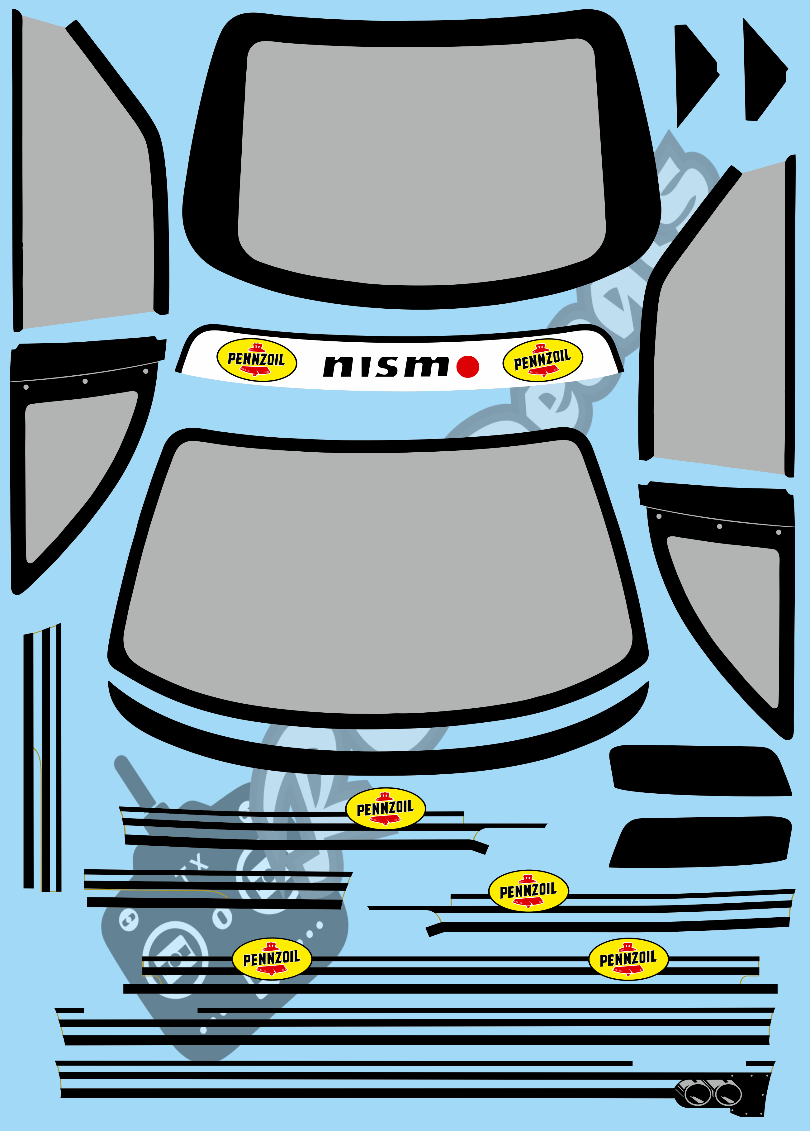 1/10 GT Car Decal Set Skyline GTR Nismo R33 1998 rcdecals