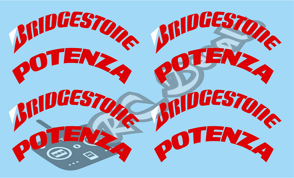 Thumbnail: Tamiya 1/12 Bridgestone Lunchbox Tyre Decals various colours