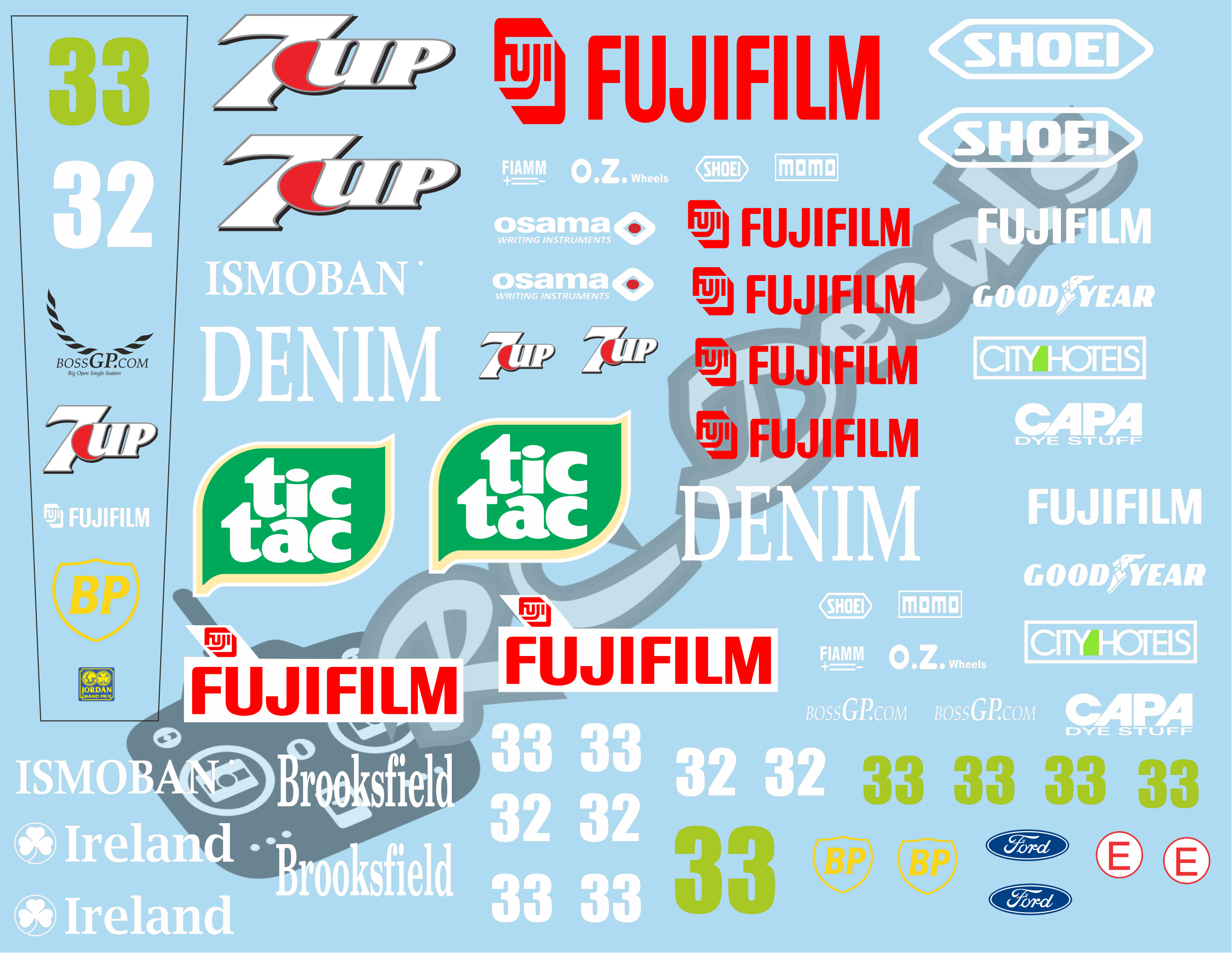 F1 1/10 Decal Jordan 191 7up 1991 Choice of tyre logo rcdecals