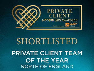 RG Law Shortlisted for Private Client Team of the Year - North of England at the Modern Law Awards 2026