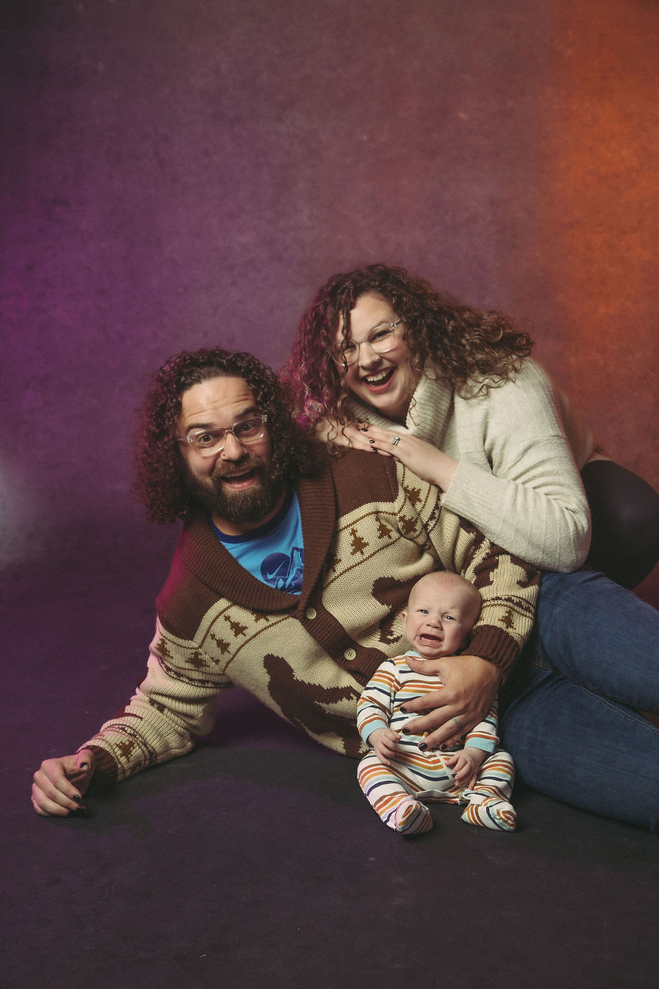 Awkward studio portraits themed like the 80s in Cobalt Studios in Portland Oregon