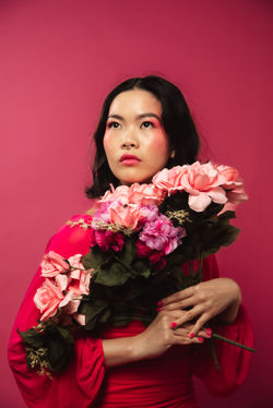 Model in monochrome colors studio portrait