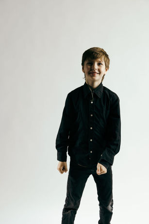 Crisp child portrait in photo studio on white