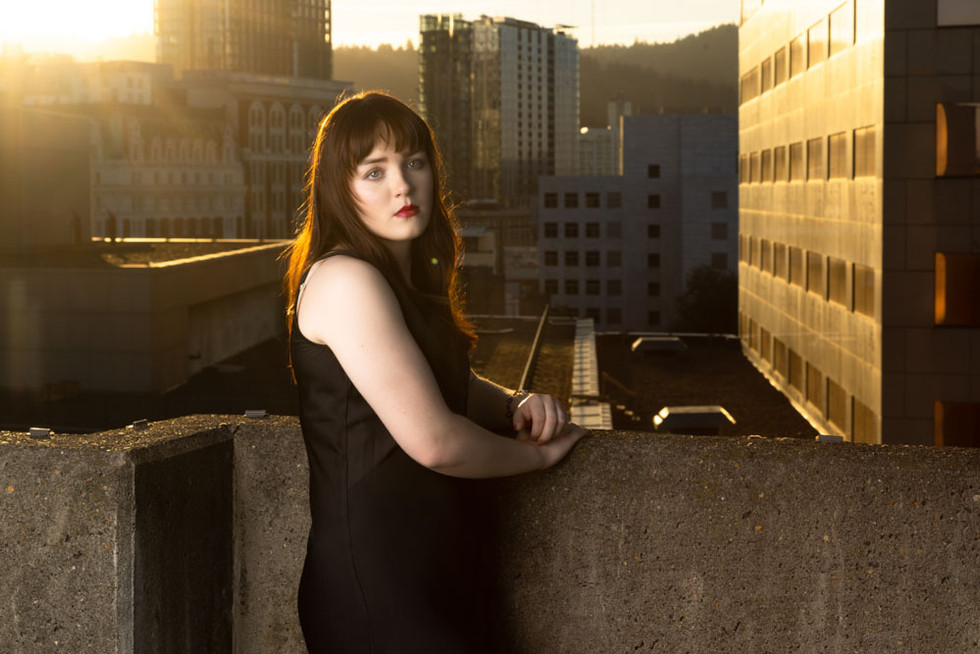 Rooftop senior photo session in Portland, Oregon