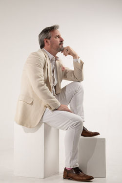Model in monochrome colors studio portrait