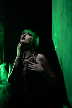 Green light Gels dystopian matrix eerie with model Phony Ghost by Nilas Photography in Cob