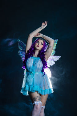 Fantasy set with fairy wings and antlers with floral at Cobalt Studios