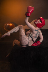 Avant garde sexy vulgar anti boudoir art portraits in boxing outfit