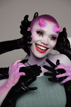 Colorful pastels on models in studio photo set
