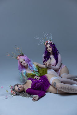 Fantasy set with fairy wings and antlers with floral at Cobalt Studios