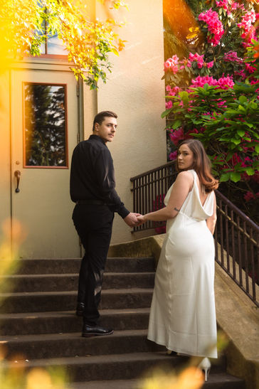 Dapper couple engage to celebrate wedding at Portland McMenamins