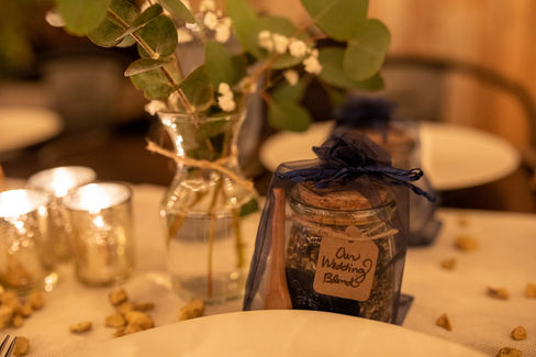 tea blend and glass and succulent wedding decor