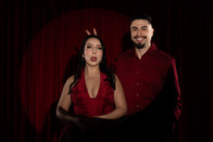 A romantic red Valentine's engagement shoot in Professional Portland photo studio by Wedding Photographer Guy