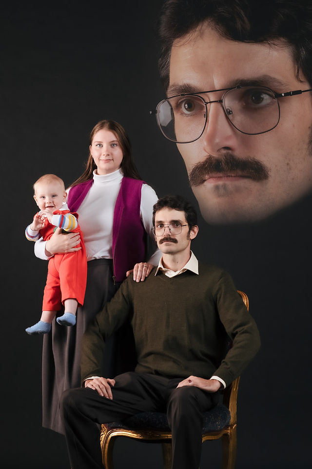 Awkward '80s family in photography studio