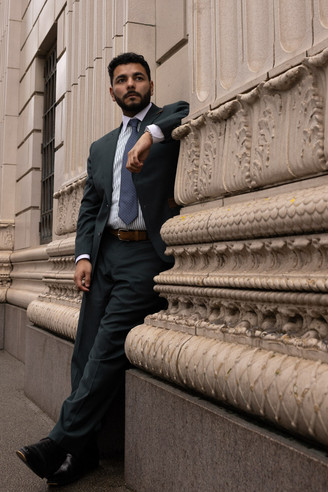 Executive lawyer portraits in urban downtown portland in suit