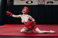 Avant garde sexy vulgar anti boudoir art portraits in boxing outfit