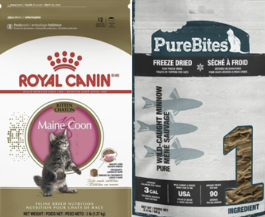 Royal Canin & Freeze Dried Minnows for Treats Maine Coons