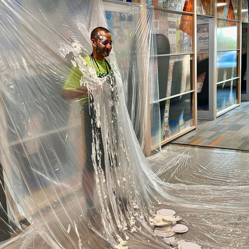 Cedar Valley Chapter of Credit Union's Pie the Prez fundraiser at our June Chapter Meeting