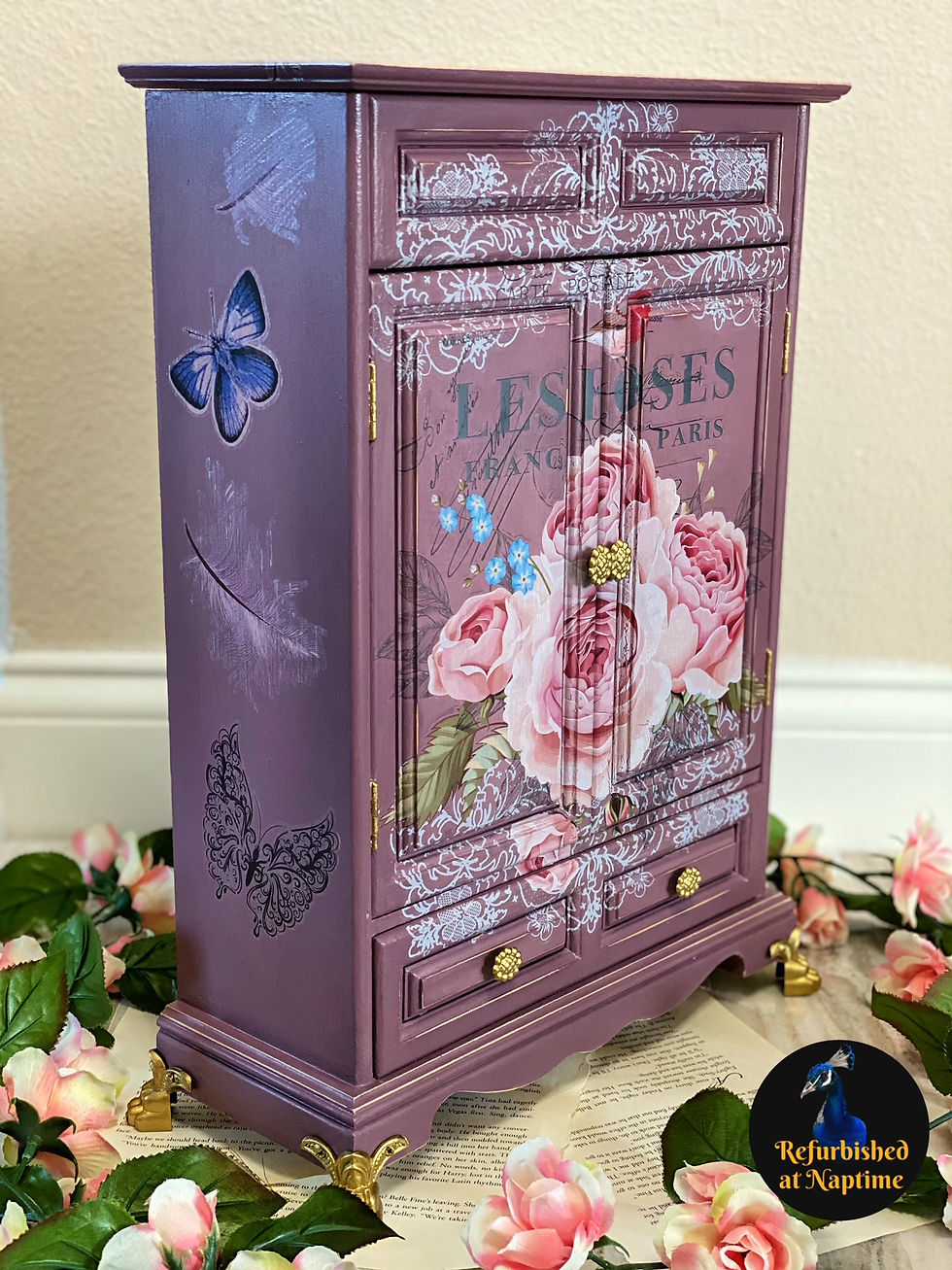 Thumbnail: Tall Purple and Pink Paris Floral Jewelry Box