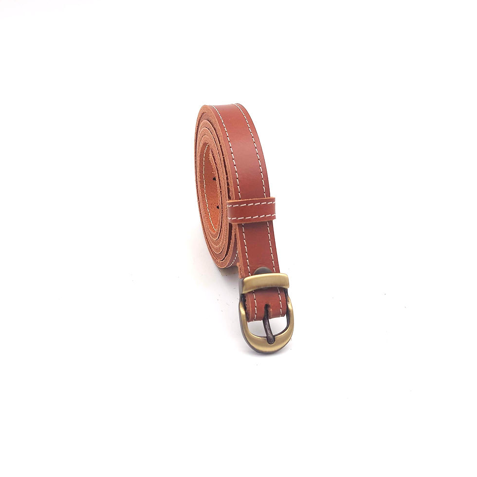 Miniature : ceinture femme marron camel fine en cuir de qualité