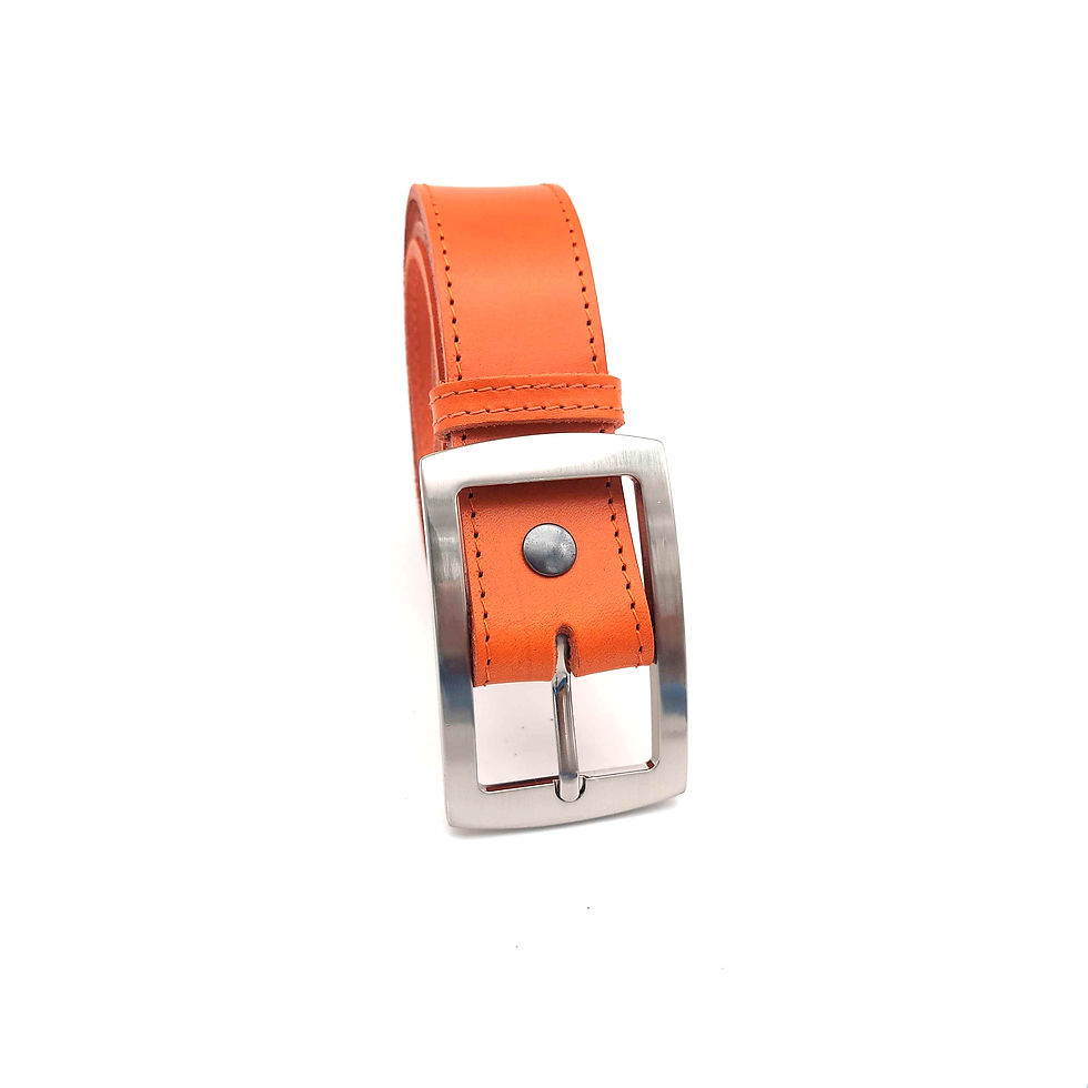 Miniature : ceinture orange en cuir de qualité