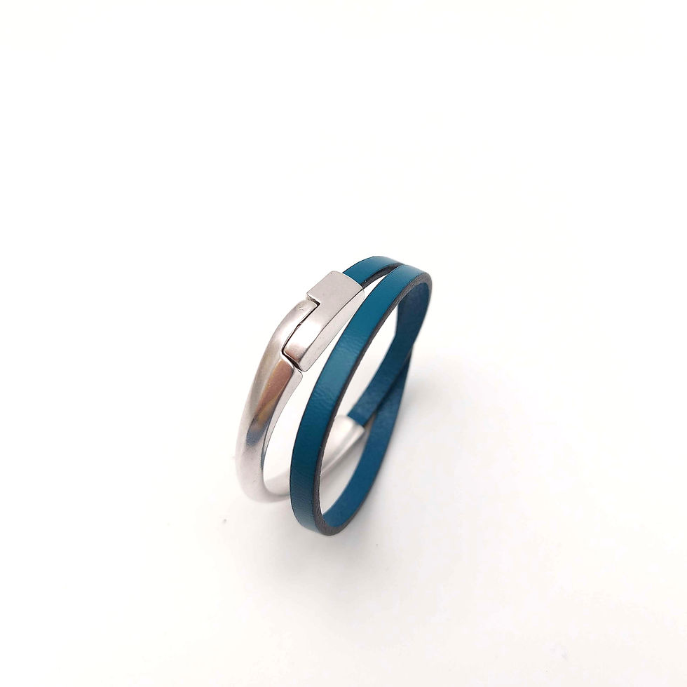 Miniature : bracelet cuir bleu attache argent