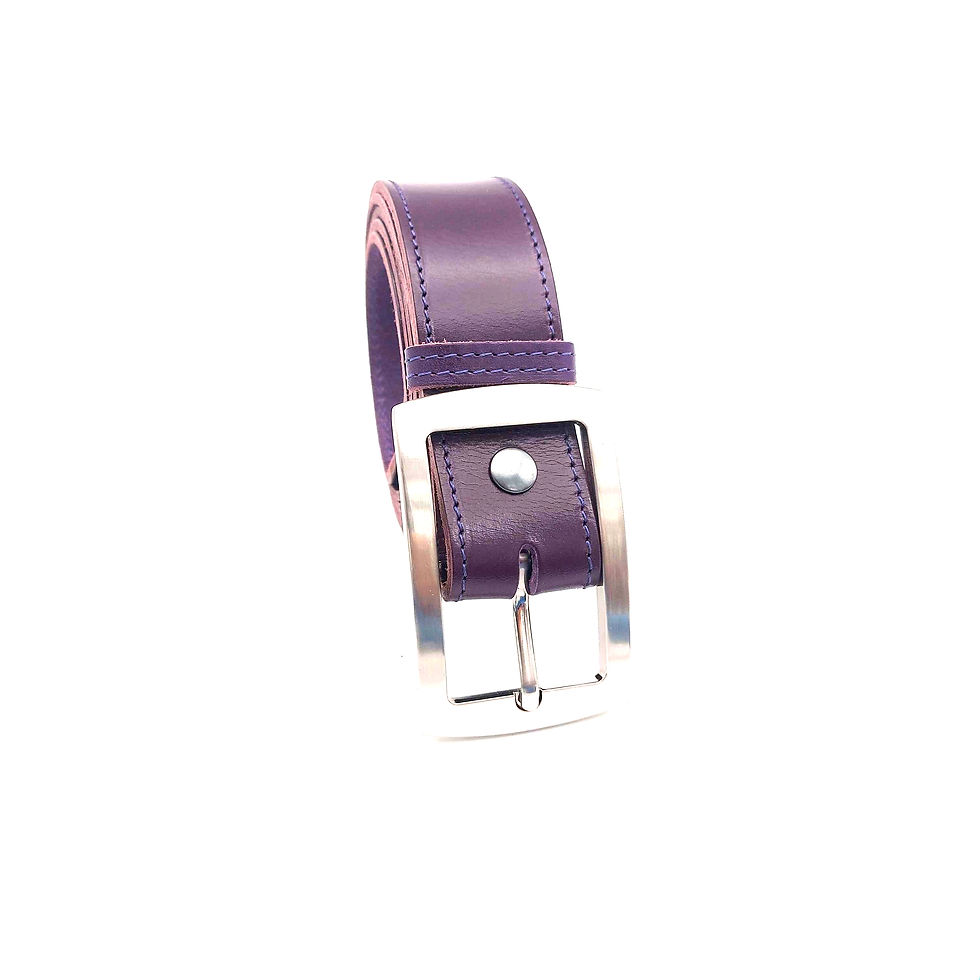 Miniature : ceinture violette en cuir de qualité