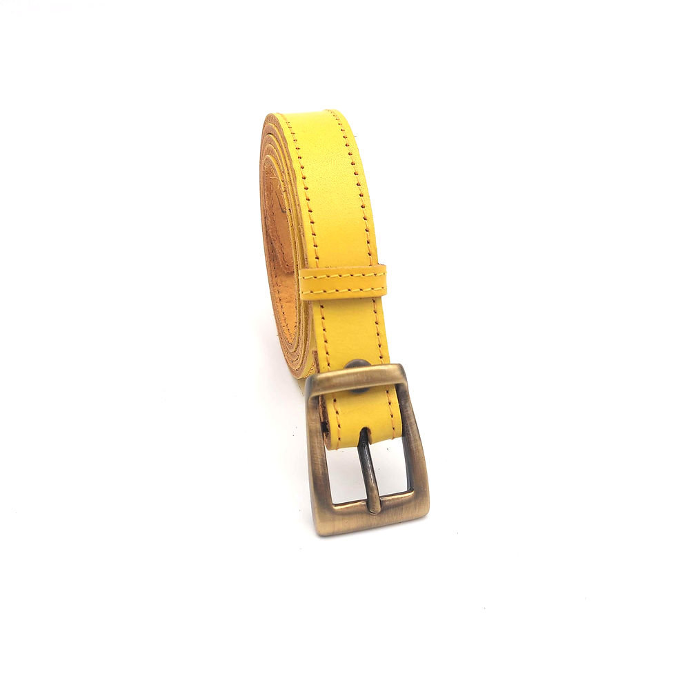 Miniature : ceinture femme jaune en cuir de qualité