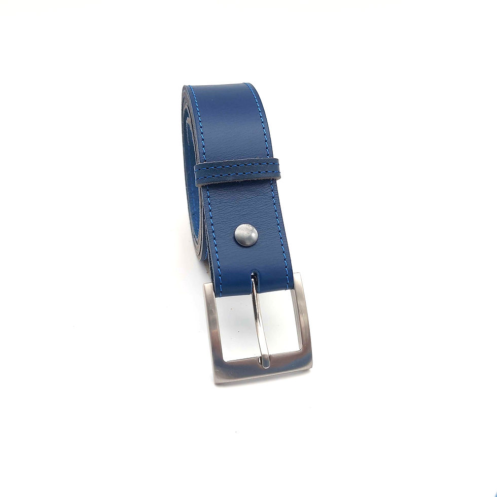 Miniature : ceinture bleu en cuir de qualité