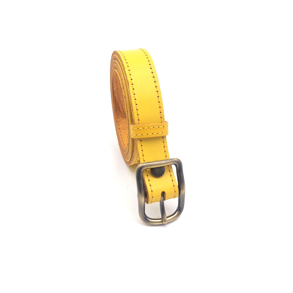 Miniature : ceinture femme jaune en cuir de qualité