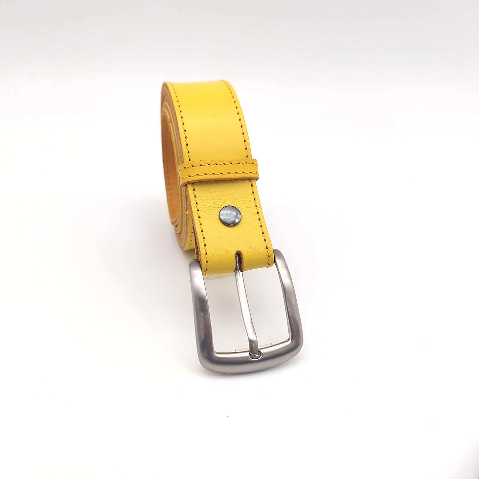 Miniature : ceinture jaune en cuir de qualité