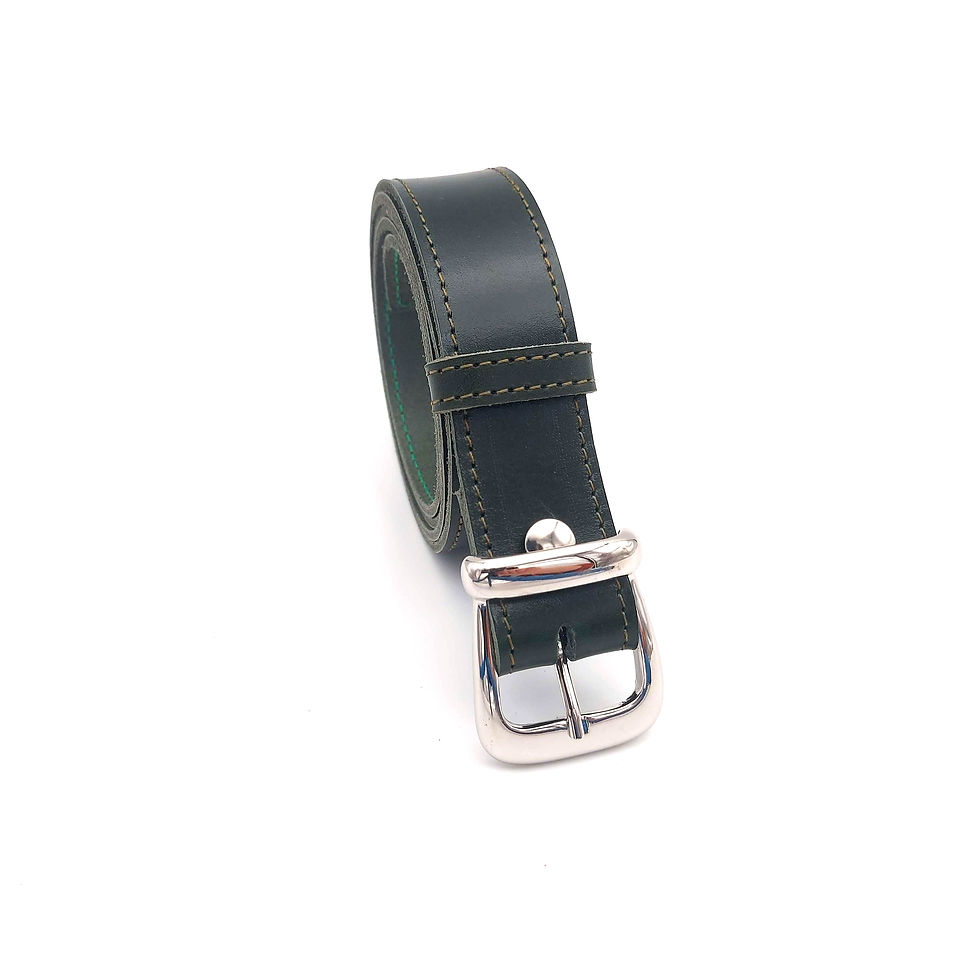 Miniature : ceinture vert kaki en cuir de qualité