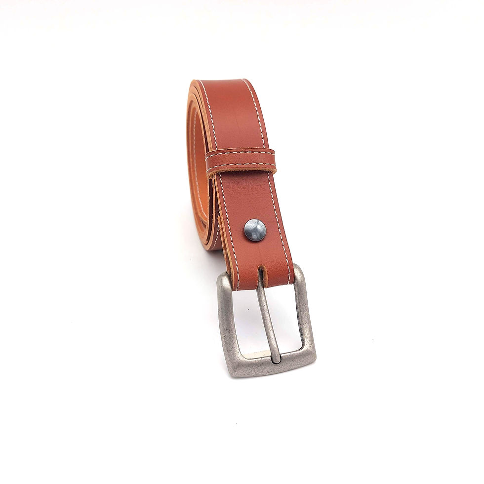 Miniature : ceinture marron camel en cuir de qualité