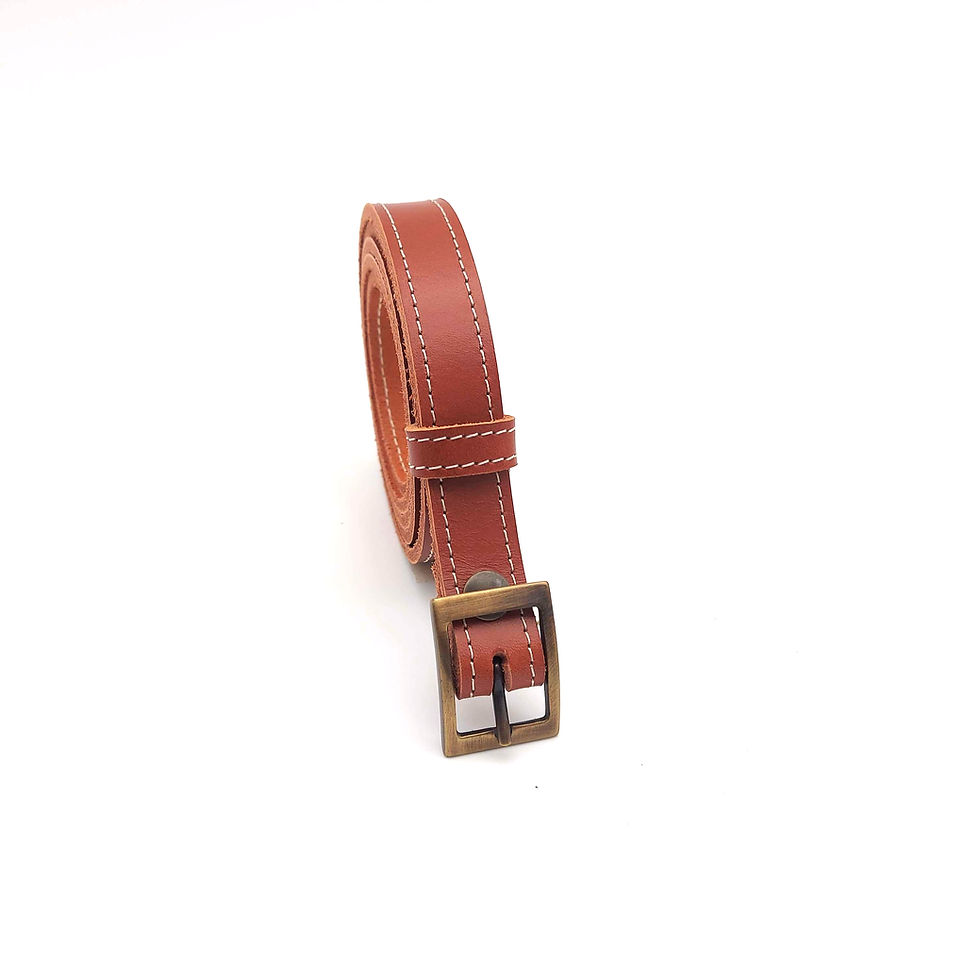 Miniature : ceinture femme marron camel fine en cuir de qualité