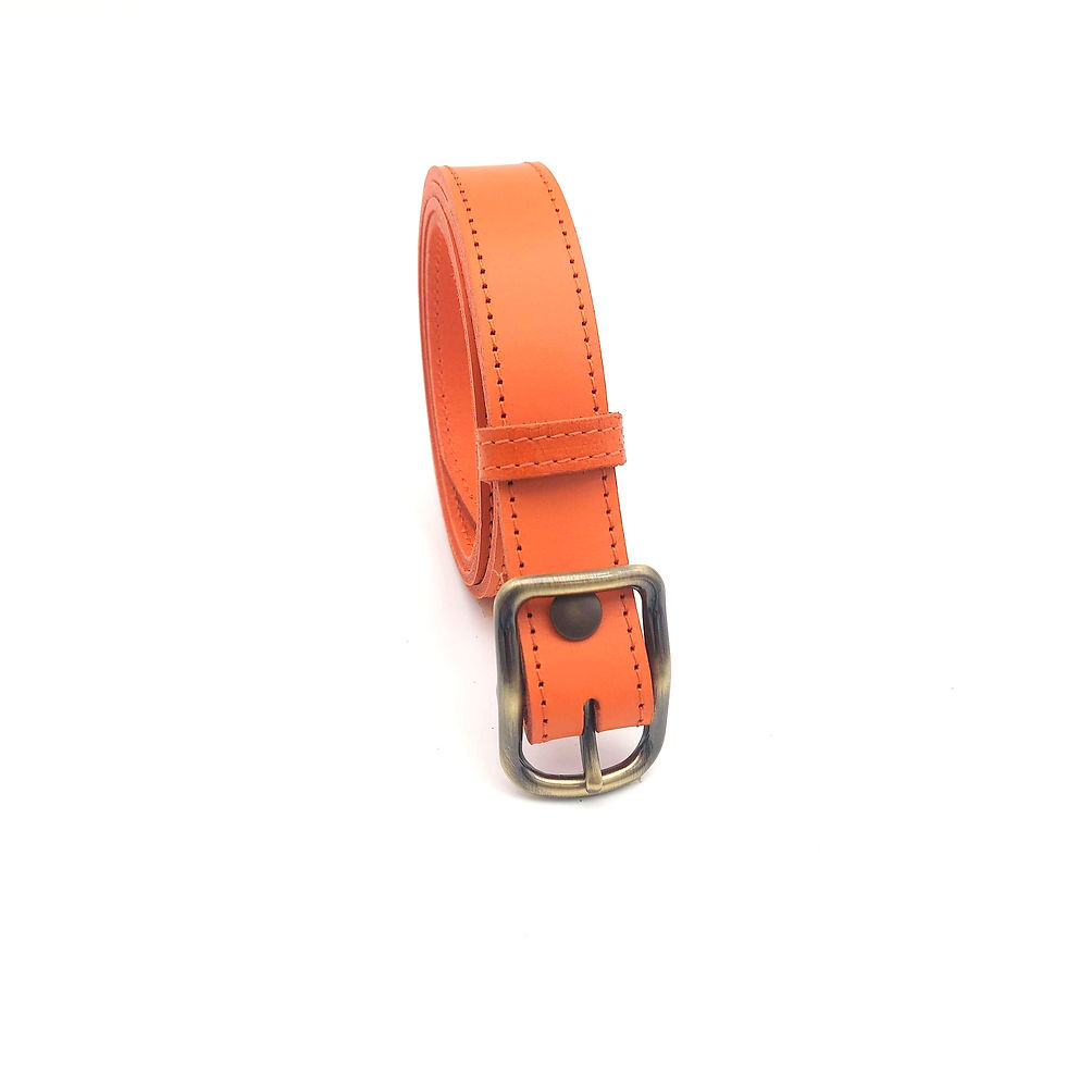 Miniature : ceinture femme orange en cuir de qualité