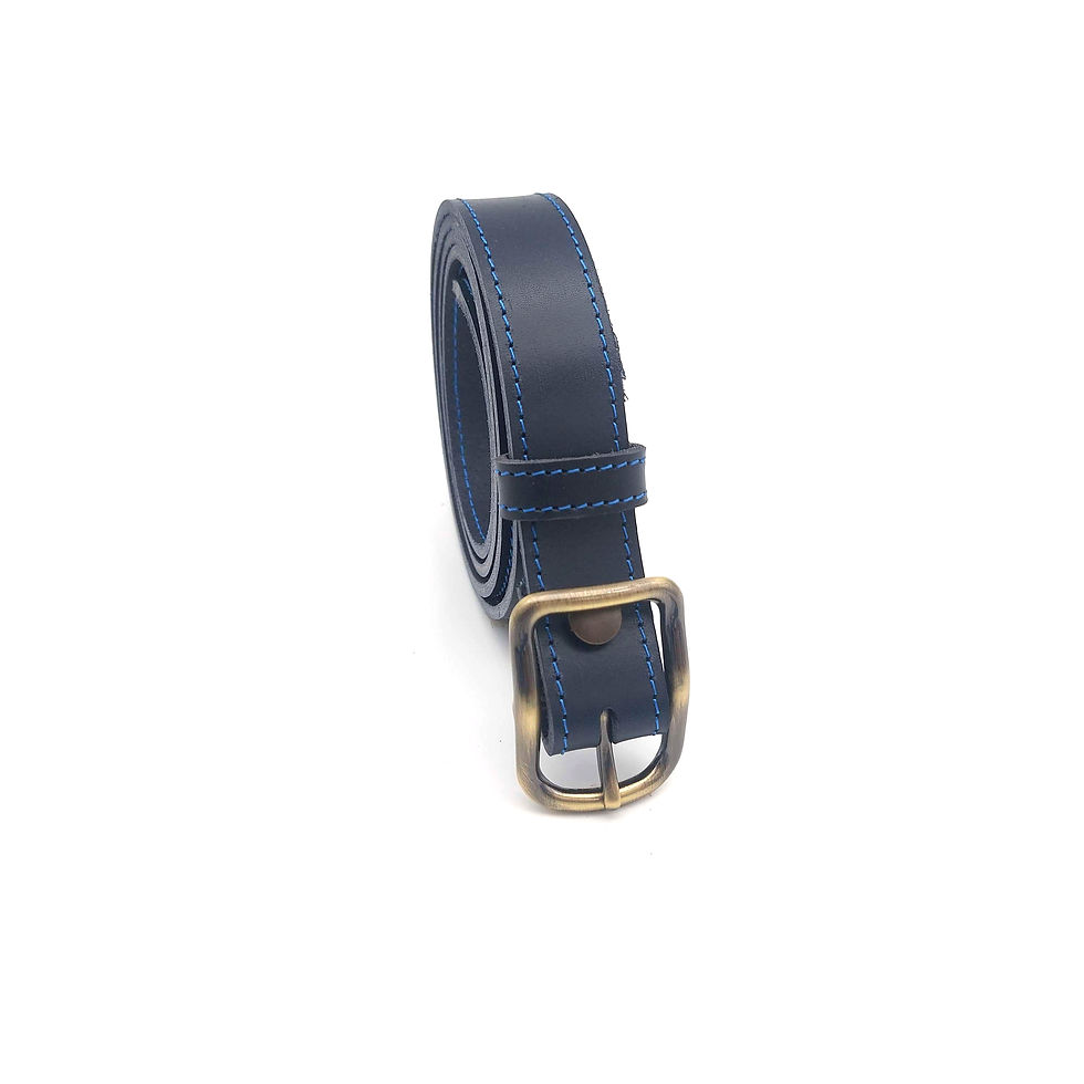 Miniature : ceinture femme bleu marine en cuir de qualité