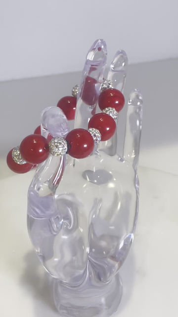 Thumbnail: Let Your Love Shine Bracelet - Red Beads with Decorative Elements, Elegant