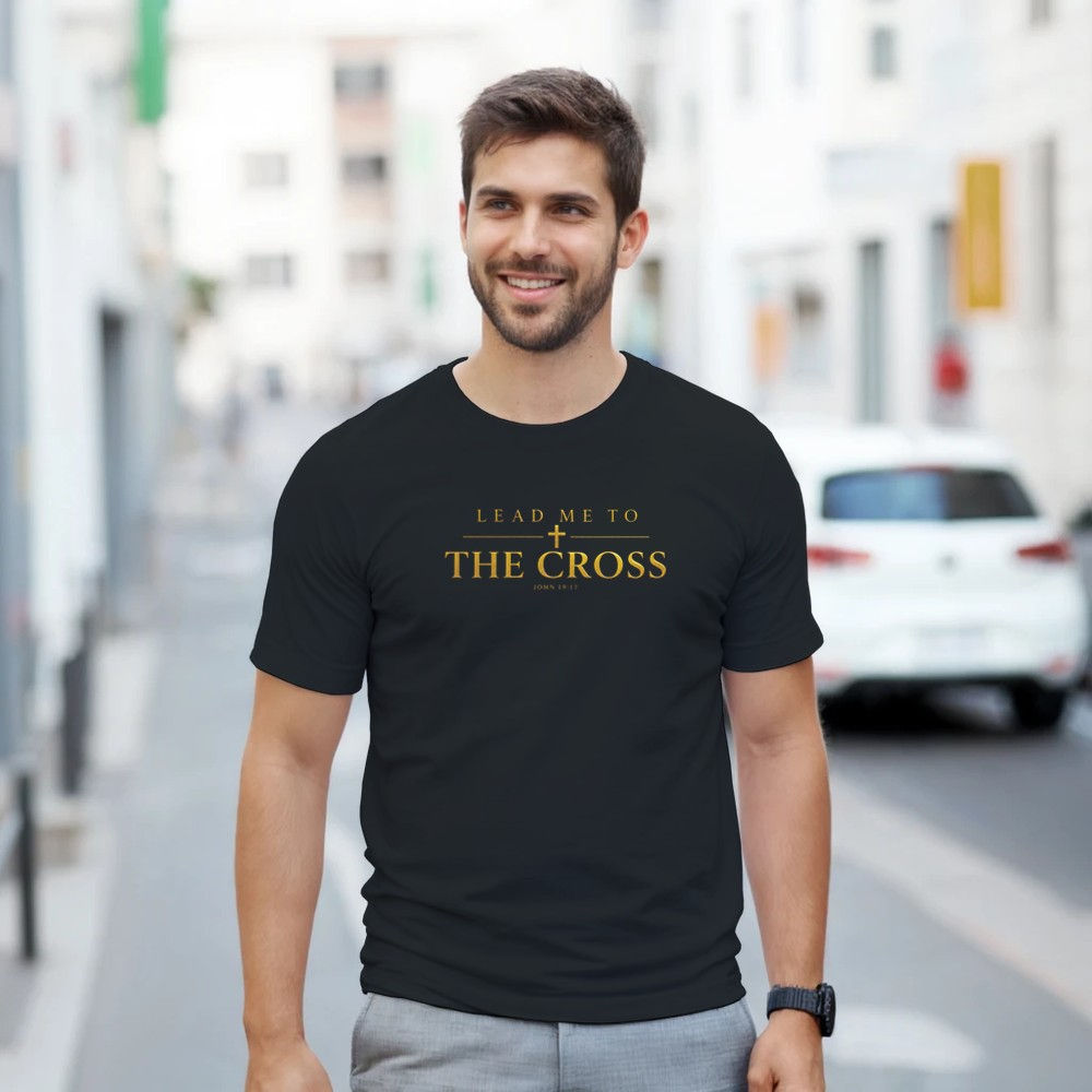 Lead Me to the Cross Luxury Tee | Premium Gold Faith Design