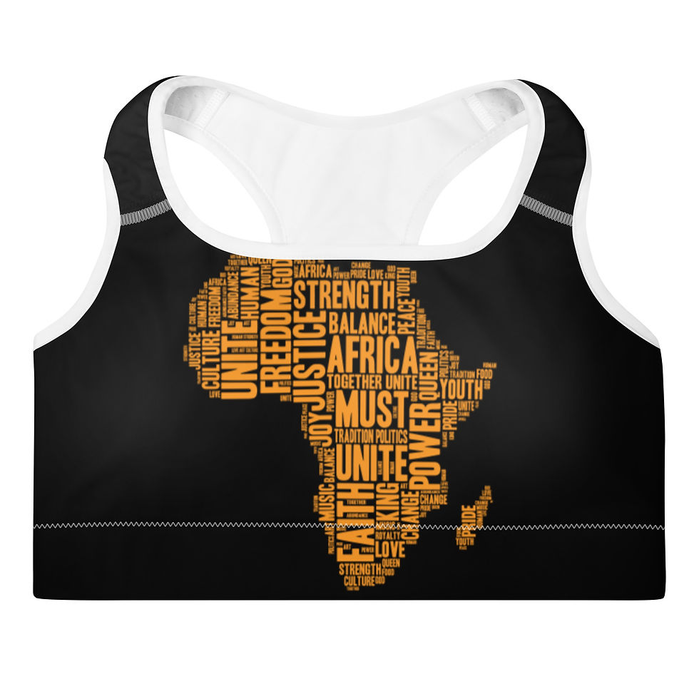 Thumbnail: Must Unite Africa Padded Sports Bra (Black)