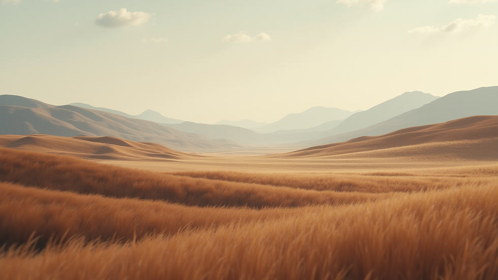 Close-up view of a layered abstract landscape painting with muted earth tones