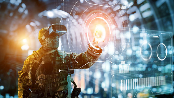 Soldier operating AI