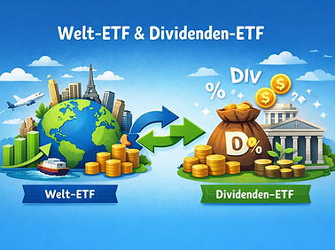 Kombination aus Welt ETF und Dividenden ETF für Wachstum und regelmässige Einnahmen
