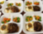 Meatloaf, carmelized onion gravy, whipped potatoes, steamed vegetables Close Up