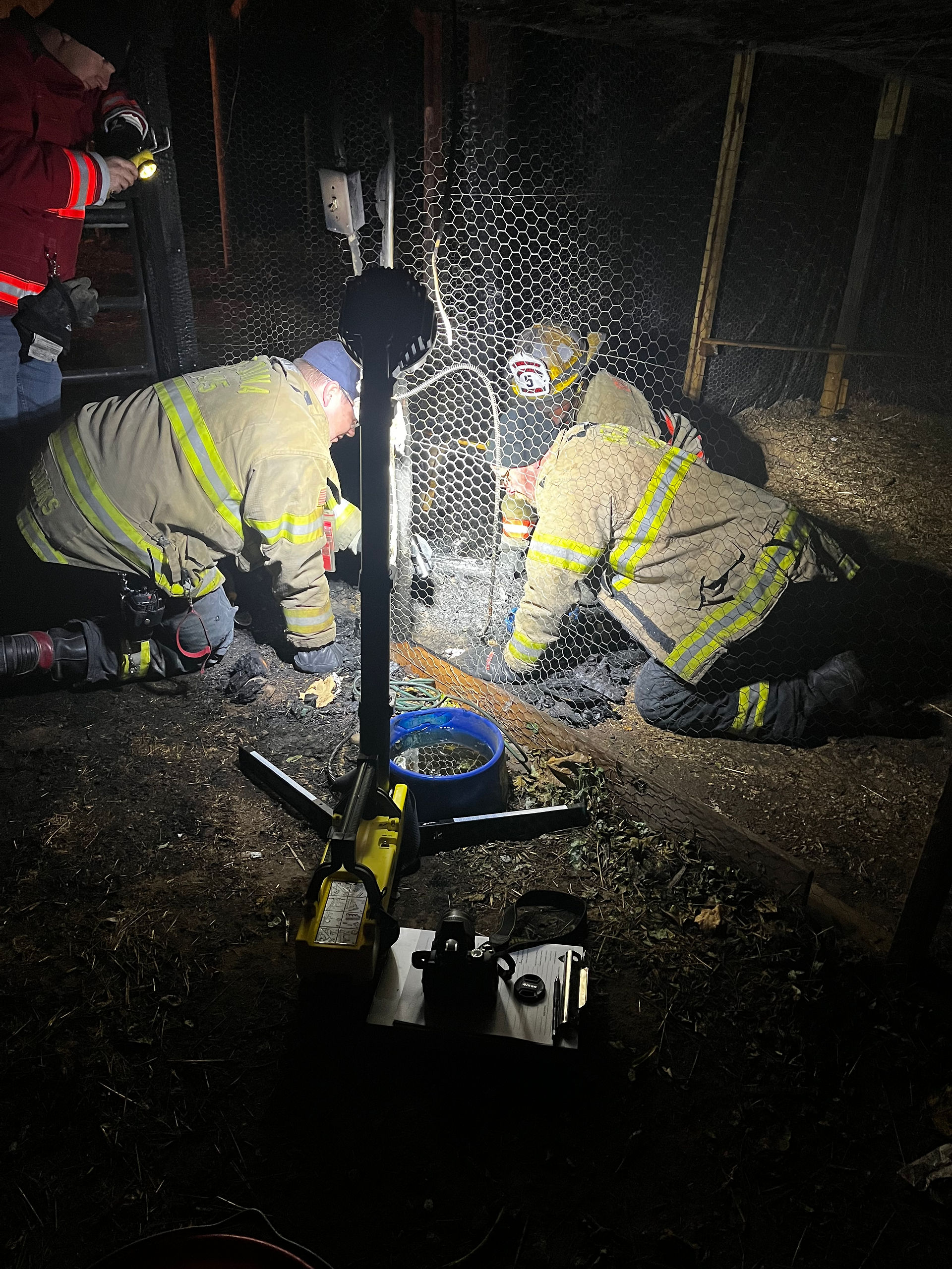 Firemen look for cause of fire