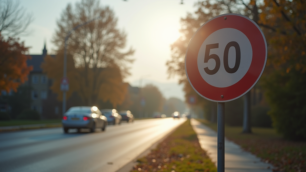 Close-up view of a traffic sign indicating a speed limit