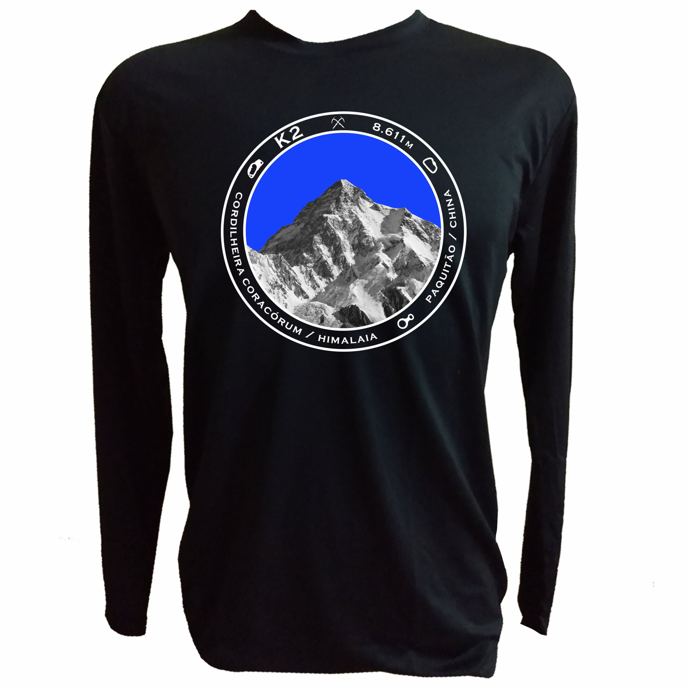 Tecido dry de poliamida da camiseta K2 manga longa, respirável, proteção UV e tratamento antibacteriano.