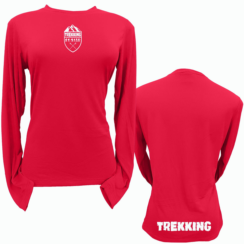 Baby look Escudo Trekking manga longa feita em dry de poliamida, com conforto térmico e secagem rápida.